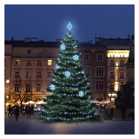 LED svetelná súprava pre vianočné stromčeky vysoké 6-8 m, ľadovo biela s dekormi DZX0EFD01 DecoLED