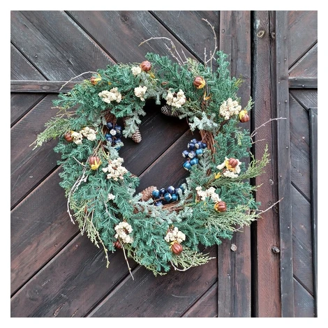 Vianočný veniec na dvere 66 × 66 × 12 cm, plast, IP44, vonkajší DecoLED