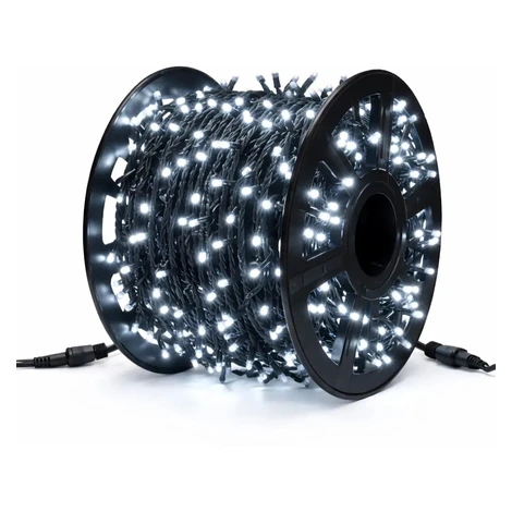 Easy Fix LED svetelná reťaz 100 m vonkajšia ľadovo biela s FLASH, 1000 diód, čierny kábel IP67 DecoLED