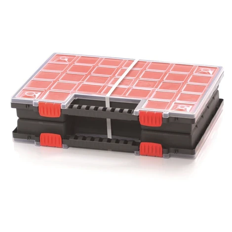 Prosperplast s.r.o. Dvojkufríkový organizér 39,9 × 30,3 × 10 cm, krabičky, červená