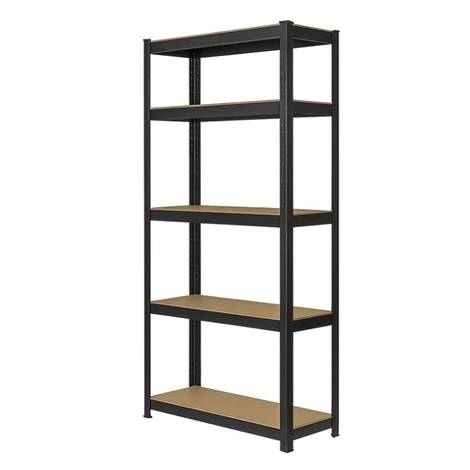 Regál 180x90x40 cm lakovaný 5-policový, nosnosť 875 kg - čierny