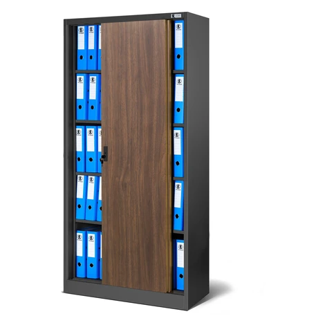 Kovová spisová policová skriňa s posuvnými dverami KUBA, 900 x 1850 x 400 mm, Eco Design: antrac