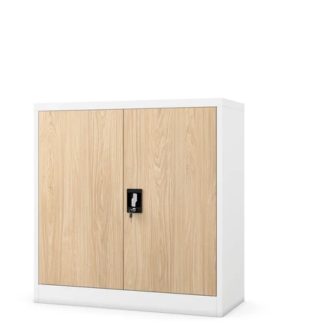 Kovová spisová skrinka BEATA, 900 x 930 x 400 mm, Eco Design: biela/ dub sonoma