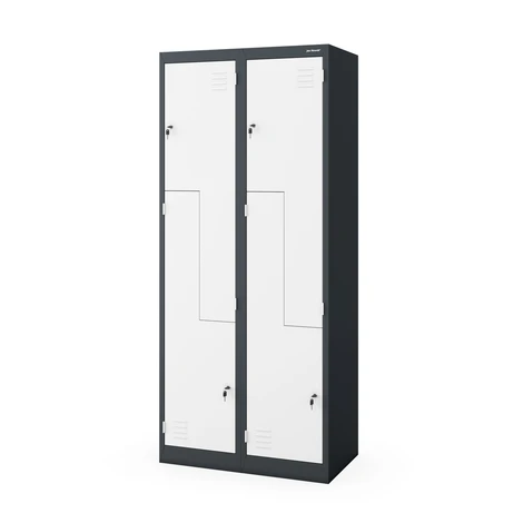 Kovová skriňa typu "L" JULIA, 800 x 1850 x 450 mm, antracitovo-biela