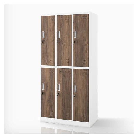 Šatníková skriňa BHP biela / orech, 6-dverová: Eco Design IGOR, 900 x 1850 x 450 mm