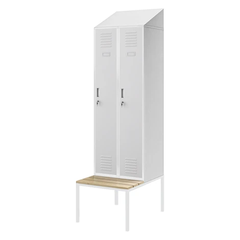 Šatníková skriňa s lavicou a strechou KACPER II PRO, 600 x 2295 x 850 mm, šedá
