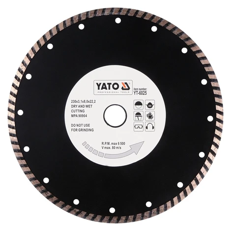 Kotúč rezný diamantový 230 x 22,2 x 3,1 mm turbo Yato