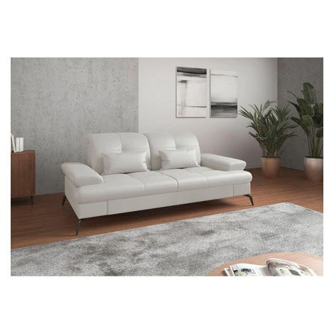 Sit & More 2,5-MIESTNA POHOVKA, biela, kombinácia pravá koža/látka