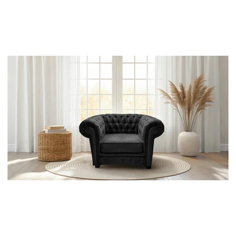 Livetastic KRESLO CHESTERFIELD, textil, kompozitné drevo, antracitová