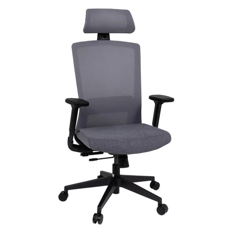 MID.YOU OTOČNÁ STOLIČKA, sieťovina, plochá tkanina, sivá, čierna
