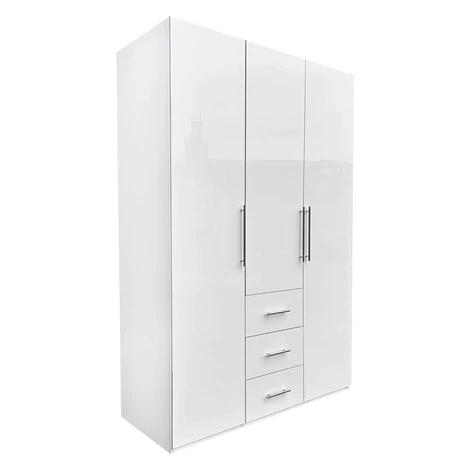P & B ŠATNÍKOVÁ SKRIŇA, biela, biela s vysokým leskom, 147/219/59 cm