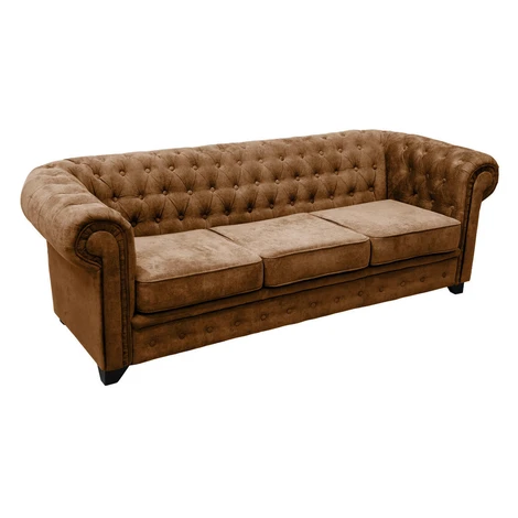 Livetastic SEDAČKA CHESTERFIELD, drevo, textil, kompozitné drevo, koňaková