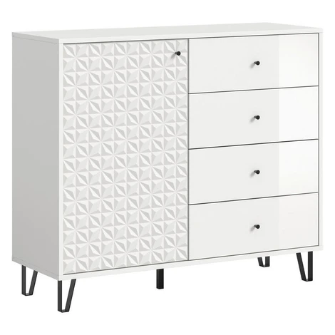 Livetastic VYSOKÁ KOMODA, biela s vysokým leskom, 110/96/40 cm