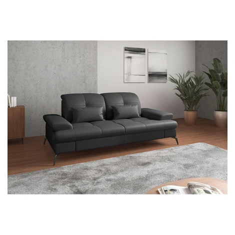 Sit & More 2,5-MIESTNA POHOVKA, čierna, kombinácia pravá koža/látka