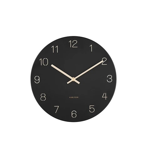 Dizajnové nástenné hodiny Karlsson KA5788BK Charm Engraved – čierne so zlatým ciferníkom, 30 cm