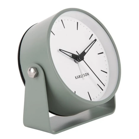 Dizajnový kovový budík Karlsson Calm KA5937GR – šedý nefrit, 11 cm