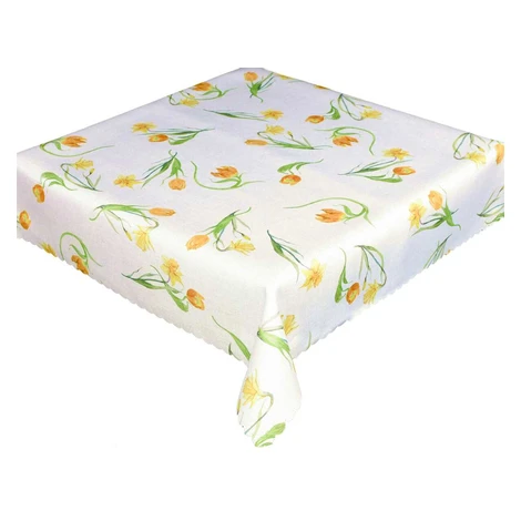 Obrus s nefarbiacou úpravou, Tulipány, žltooranžový 120 x 155 cm FORBYT