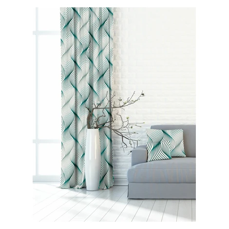 Záves dekoračný alebo látka, OXY Waves, tyrkysový, 150 cm 150 cm FORBYT