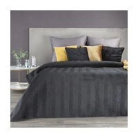 Domtextilu Elegantný čierny zamatový prehoz s prešívaním Šírka: 220 cm | Dĺžka: 240 cm. Šírka: 2