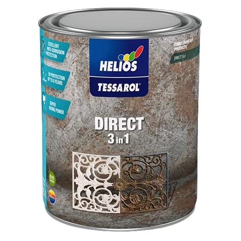 HELIOS TESSAROL DIRECT 3v1 - Antikorózny náter na oceľ a kov (biela, 2,5 L)