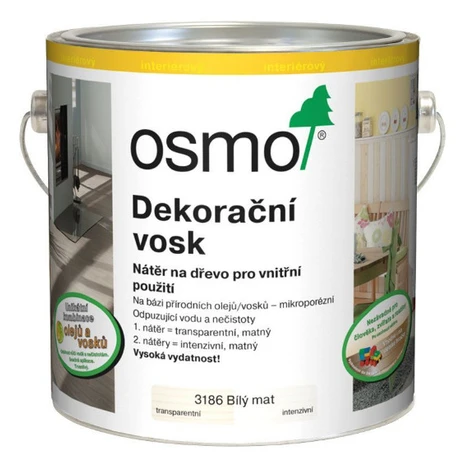OSMO Dekoračný vosk - intenzívny 0,75 l 3186 - biely mat