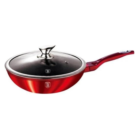 BerlingerHaus WOK Panvica s pokrievkou 28 cm Burgundy Metallic Line Berlinger Haus