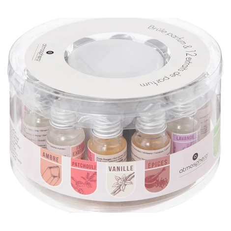 ATMOSPHERA súprava vonných olejov s aróma lampou 10 ml (12 ks)