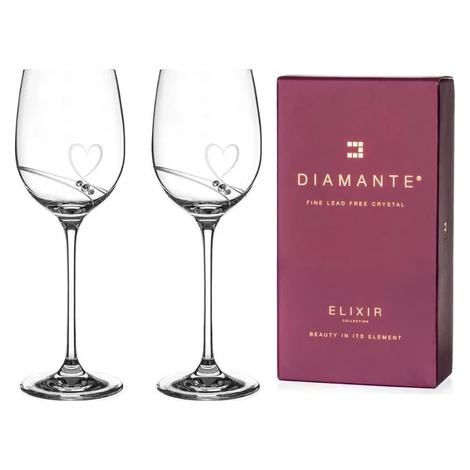 Diamante Poháre na biele víno Romance s kamienkami Swarovski 330 ml 2 ks