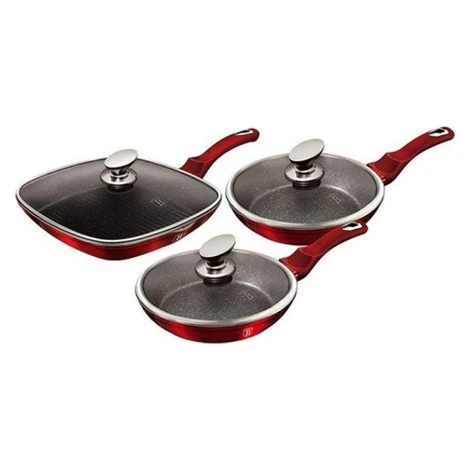 BerlingerHaus Burgundy Metallic Line Sada panvíc s mramorovým povrchom 6 ks Berlinger Haus