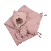 7AM Enfant komplet AIRY PINK ( 0 – 6 m ) – čapica, rukavice, deka