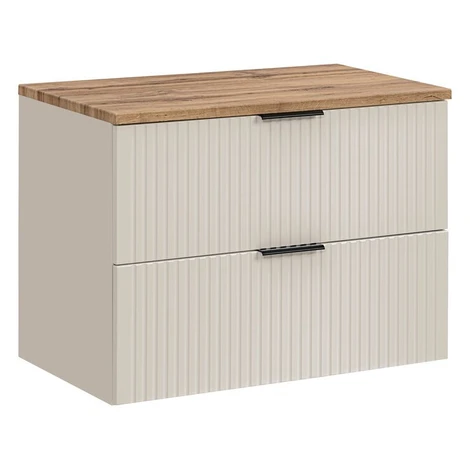 Závesná skrinka pod umývadlo Adel Cashmere s doskou 80 cm kašmír/dub wotan Comad
