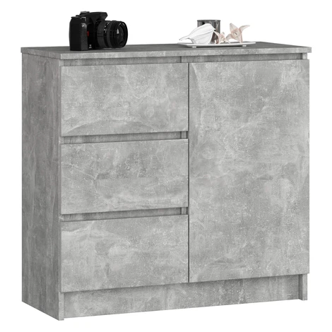 Komoda JERRY K 80 cm 1 dvere 3 zásuvky betón