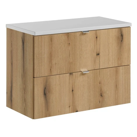 Závesná skrinka pod umývadlo Nova Oak I s doskou 80 cm biela/dub coast evoke Comad