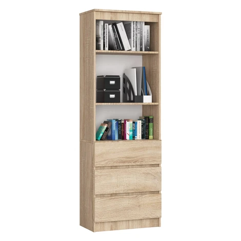 Kancelársky regál Rexa 60 cm 3 zásuvky a 2 police dub sonoma