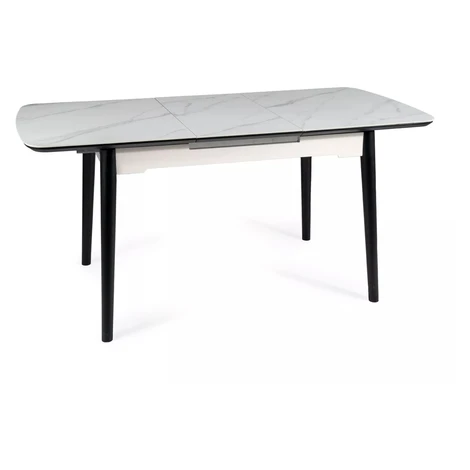 Rozkladací jedálenský stôl Apollo 120/160 cm biely mramor/čierny Signal
