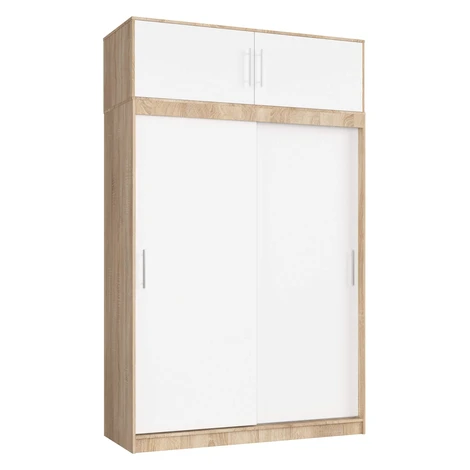 Šatníková skriňa s posuvnými dverami a nadstavcom MONO CLP 150 cm dub sonoma/biela