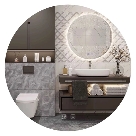 Okrúhle dotykové zrkadlo s LED osvetlením HZJ090 90 cm REA