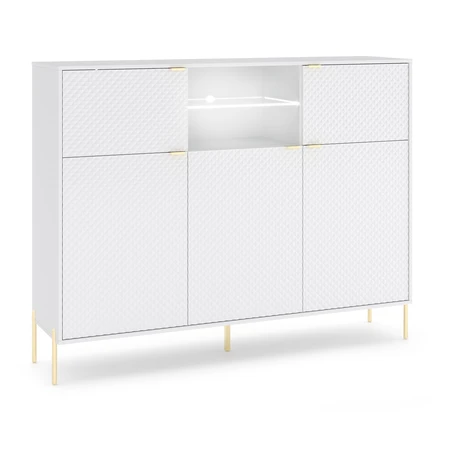 Komoda Diamond s LED osvetlením 153,9 cm biely lesk VIVALDI