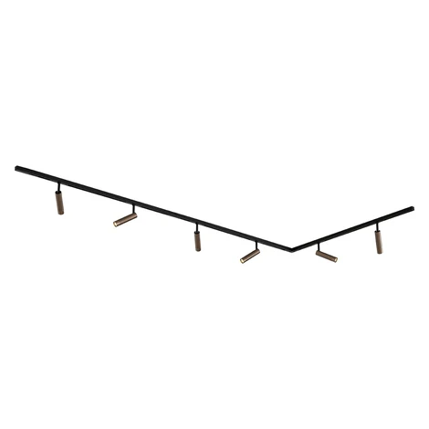Moderný koľajnicový systém s 6 tmavo bronzovými bodovými svetlami 1-fázový - Slimline Uzzy QAZQA