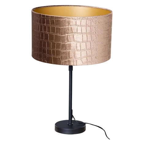 Stolová lampa čierna s zamatovým tienidlom s dizajnom krokodílej kože 35 cm - Parte QAZQA