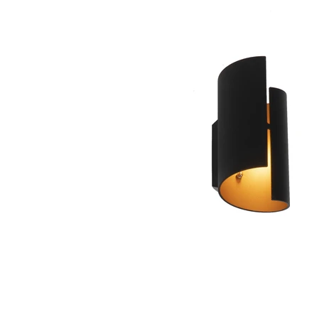 Chytrá nástenná lampa čierna so zlatým vnútorným priestorom vrátane Wifi G9 - Faldo QAZQA