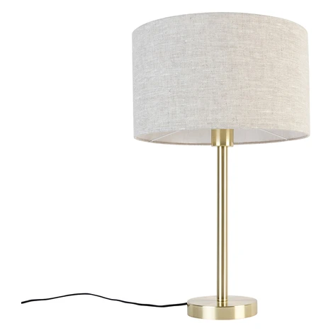 Klasická stolová lampa mosadzná so svetlosivým tienidlom 35 cm - Simplo QAZQA
