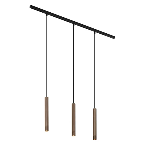 Moderný koľajnicový systém s 3 závesnými svetlami bronzový 1-fázový - Slimline Keno QAZQA