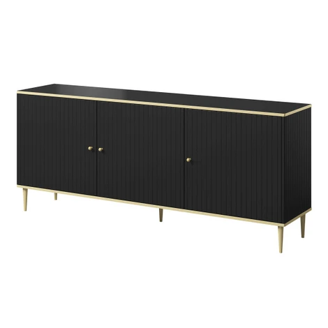 CAMA MEBLE Glamour 180 trojdverová komoda čierna / zlatá