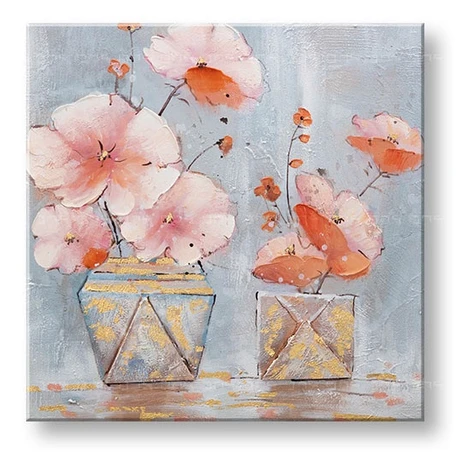 Maľovaný obraz na stenu KVETY VO VÁZE 60x60 cm