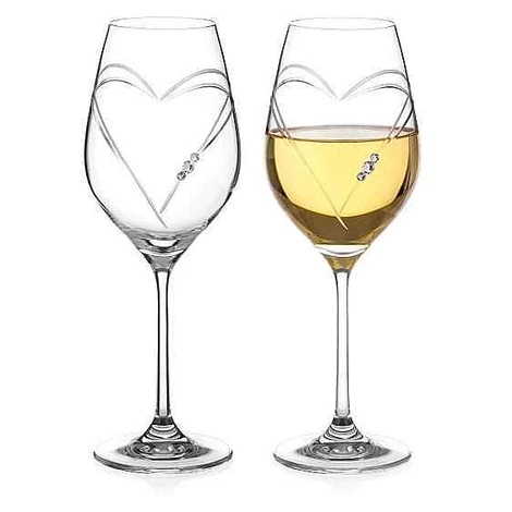 Diamante Swarovski poháre na víno Hearts 360 ml 2 ks