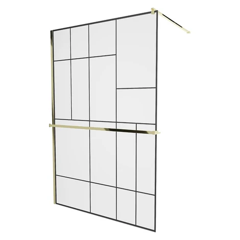 MEXEN/S - KIOTO Sprchová zástena WALK-IN s poličkou a držiakom uterákov 100 x 200, transparent/č
