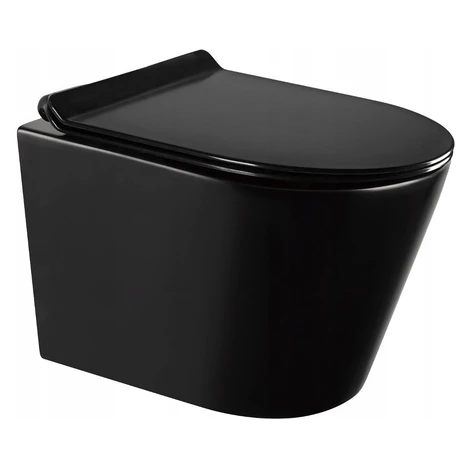 MEXEN/S - Rico Závesná WC misa Rimless vrátane sedátka s slow-slim, Duroplast, čierna mat 307201