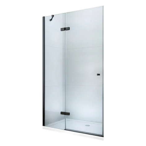 MEXEN - ROMA krídlové dvere 90x190 cm 6mm, čierne, transparent so stenovým profilom 854-090-000-