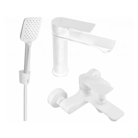 MEXEN/S - Royo R62 Set umývadlové a vaňové batérie s príslušenstvom, biela 72203R62-20